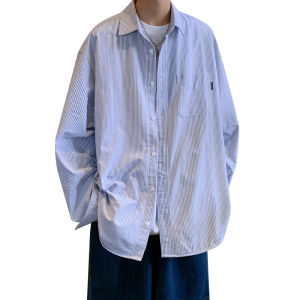 LEMON Japanese cityboy striped long-sleeved shirt mens spring and autumn trend casual shirt loose student versatile coat