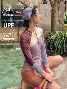 Long Sleeve One Piece Swimsuit for Girls Quick Dry Flat Footwear Mommy And Daughter Swimwear Slimming Design Heat Protection