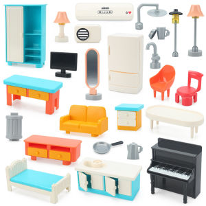Large Particle Building Blocks Accessories Villa Furniture House Props Kids Pretend Play Assembly Bulk Bricks Compatible With Lego Duplo