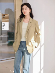 XIANGYING | Relaxed Linen Blended Casual Suit Jacket