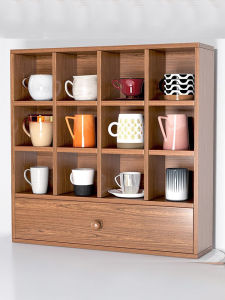 Storage and Display Cup Holder Wooden Shelf