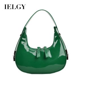 IELGY หนังดำลื่นสำหรับสตรีกระเป๋าแบบหนีบแขนไหล่เดียวสำหรับผู้หญิงทุกชุด