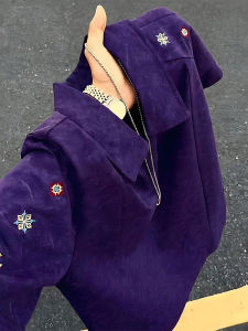 LIUBU | Ume Purple Tied-dye Embroidery Heavyweight Polo Shirt