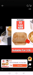 50pcs Air Fryer Paper Liner Non stick Disposable Air Fryer Sheet Oil-proof Parchment Paper