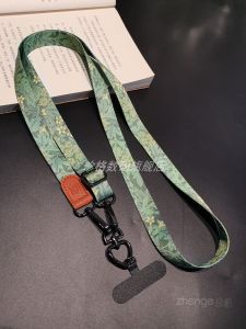 Zengge High-End Printed Canvas Phone Strap Womens Crossbody Adjustable Long Necklace Anti-Fall Neck Strap Bee Chain Phone Case Accessory