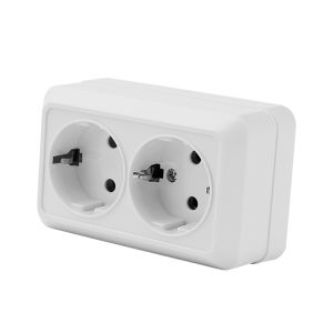 White Electrical Outlets Classic Flame Retardant EU Standard Power Sockets With Ground Paint Plastic Wall Mounted Plugs Socket