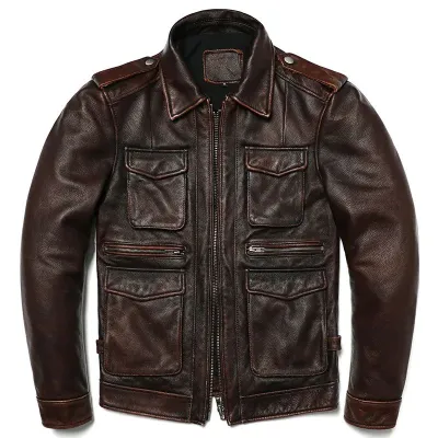 Jaket Kulit Aslli 100%-Jaket kulit Domba spinil-Jaket Kulit pilot-Jaket Kulit Pria