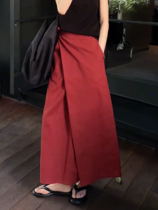 MANMI | Chân Váy Đỏ Cao Waist Thời Trang