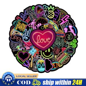 【Local delivery】 10/30/50/100pcs Cute Cartoon Neon Light Graffiti Stickers Decals Laptop Notebook Motorcycle Skateboard Cool Waterproof Sticker