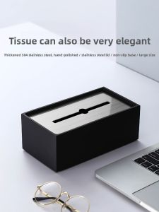 Stainless Steel Metal Hand Towel Box Living Room Logo High End Luxury Creative Desktop Tissue Box Advanced Sensation
