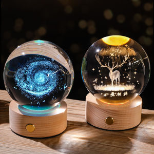 Rechargeable Luminous Crystal Ball Decoration Universe Small Night Lamp Starry Sky Valentines Day Friends Girls Birthday Galaxy Gift