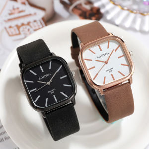 Ladies Watch Korean Square Dial Watch Female Korean Fashion Simple Lovely Temperament Quartz Watch Leather Watch Strap Watch with Friendship Gifts For Girlfriend
