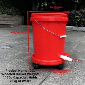 Thickened Plastic Barrel with Faucet Cover Wheelbarrow 20L round Family Use Cleaning Tool Home Personal Care Household Chores