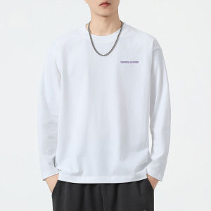 Heavyweight round Neck Long Sleeve Cotton T-Shirt for Men New Autumn Style Trendy Brand Junior High School Handsome Student Top