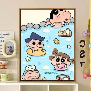 Bandai | Bộ Tranh Sơn Dầu Tô Màu Theo Số Crayon Shin-chan - Trang Trí Tường Nhà Cho Phòng Khách Phòng Ngủ - Không Khung - Quà Tặng Nghệ Thuật Hiện Đại