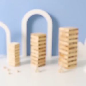 Wooden Blocks Stacking Balancing Game Tower Tumbling Board with Dice / Permainan Blok Kayu