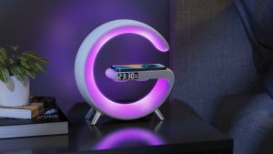 Linghig Đồng Hồ Báo Thức Mặt Trời Mọc Dần Dần Với Sạc Không Dây Với Loa Blue-Tooth Đèn Ban Đêm Máy Ngủ Cho Người Lớn Đèn LED ban đêm Đồng hồ báo thức đa chức năng Loa Bluetooth Bộ sạc không dây cho điện thoại di động