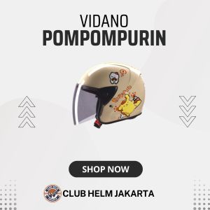 Helm Anak Junior Kop Cowok Cewek Karakter Pompompurin Pompom Purin Kream Cream