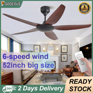 GOGEOUS nordic 52inch ceiling fan 6 gear wind ceiling fan with remote control ceilings fan with dc motor ceiling fan 5 baldes big size heavy duty modern design for living room  dinning room restaurant