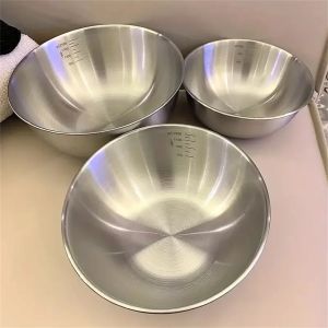 Stainless Steel Bowl Set with Scale for Cooking Baking Food Storage Large Capacity Mixing Bowls for Home Kitchen Essentials