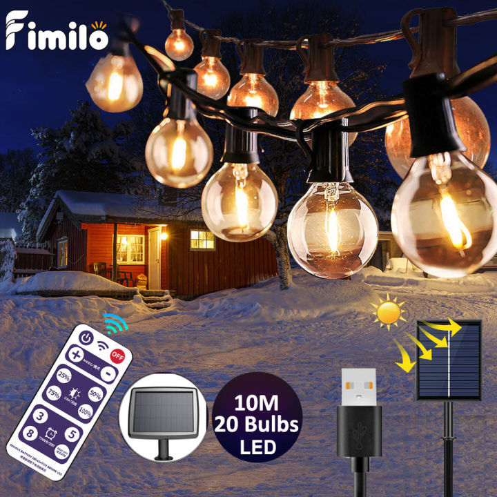 【จัดส่งจากกรุงเทพ】Fimilo ไฟสตริง LED พลังงานแสงอาทิตย์ ชุดไฟปิงปอง ไฟ ...