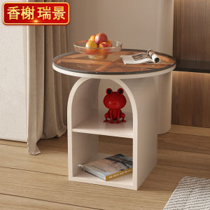 XIANGXIERUIJING | Luxury Cream Style Round Marble Nightstand