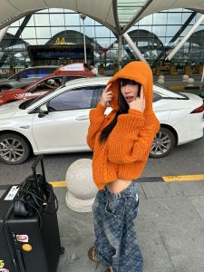 เสื้อสเวตเตอร์คาร์ดิแกนถักแบบหลวมๆ ทรงหลวมๆ สำหรับผู้ชายและผู้หญิง ฤดูใบไม้ร่วง/ฤดูหนาว แฟชั่นลำลอง สไตล์ย้อนยุค สไตล์อเมริกัน คอตั้ง