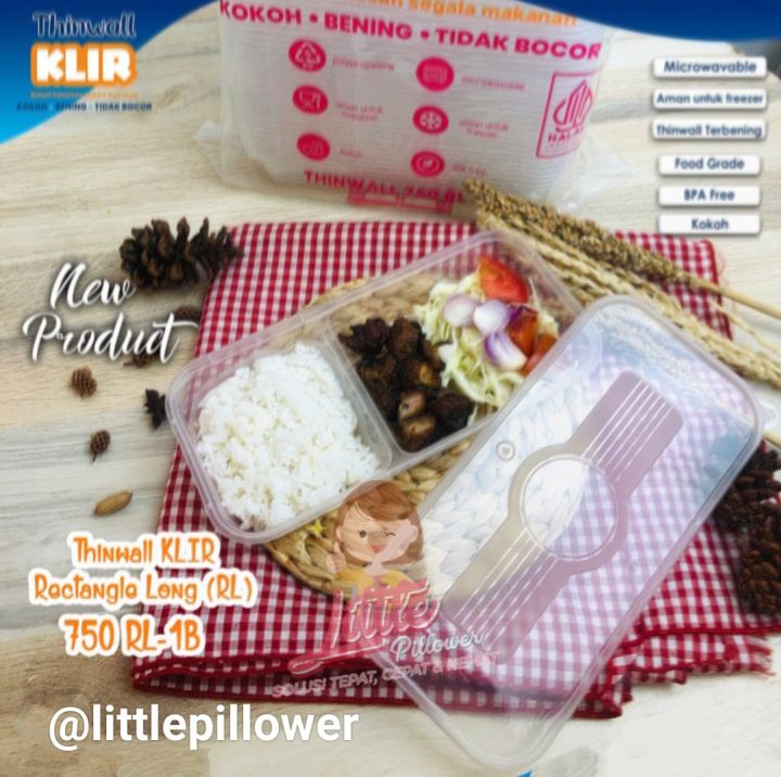 (Isi 25pcs) (RL1B) Thinwall Klir Rectangle Long Food Grade Super Bening 750ml