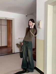 Retro Slim Fit Flared High Waist Skinny Straight Wide Leg Jeans