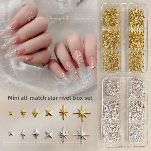 Ardour 6 Grids Box Star Rivet Nail Jewelry Set Metal Bow Nail Decorations Accessories Exquisite Chrome Hearts Jewelry