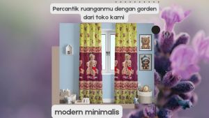 Gorden/tirai motif karakter anak FREE hook&tali size L120cm X T225cm