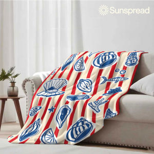 Beast Kingdom | Coastal Shell Sticker Soft Warm Flannel Blanket Lightweight Cozy Christmas Halloween Home Decor Room