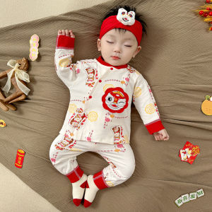 Baby Cotton Pajamas Set Spring Autumn Thin Pure Cotton Boneless Newborn Clothes Infant Two-Piece Set Long Sleeve Pants for Kids