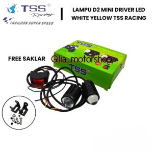 Lampu tembak D2 TSS laser Gun mini driving aluminium LED Bonus Saklar stang 2 warna putih kuning Universal motor mobil