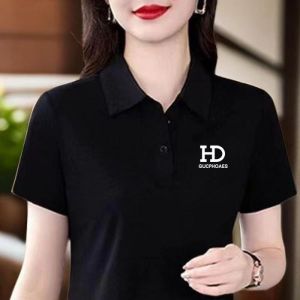 QIAOXIZI | Áo Thun Polo Nữ Thoáng Khí Mùa Hè Thời Trang Mẹ Dễ Dàng Kích Cỡ Lớn