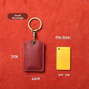 LUOCHENG | Water Drop Shaped Leather Small Rectangle Access Card Holder Keychain