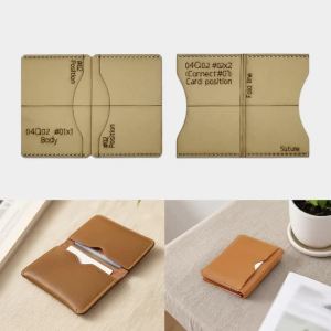 YOMDID 2pcs/set Handmade Leather Pocket Wallet Making Kraft Paper Template DIY Mini Wallet Template Leathercraft Supplies