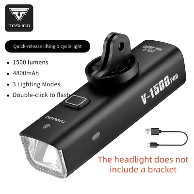 TOSUOD Bicycle Front Light 1500 Lumens 4800mAh Bike Light Splash Resistant Water USB Charging Cycling Lamp Accessories