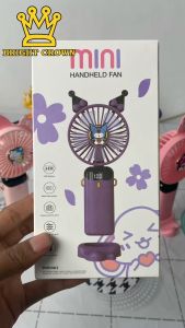 Bright Crown Kipas Angin Genggam Mini Dudukan Portable USB + Motif Karakter Hewan 3 Kecepatan Angin