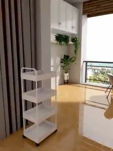 Household Multi-layer Small Cart Storage Rack Floor To Floor Kitchen Bedroom Bathroom Storage Rack Storage Rack With Wheels corrosive resistant toys 3-Layer Bathroom high-capacity food & beverage