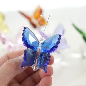 1PC Thủ Công Mỹ Nghệ Bướm Thủy Tinh Pha Lê Màu Với Đế Bóng Thủy Tinh Trong Suốt Phong Cách Hiện Đại Tượng Nhỏ Cho Ngày Kỷ Niệm