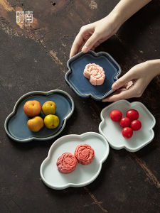 Chinese Style Wedding Engagement Dessert Display Plate Antique Song Dynasty Ceramic Fruit Bowl Decorative Ornament Handmade