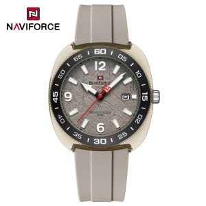 NAVIFORCE Mens Quartz Watch Fashion Date Display Luminous 5ATM Waterproof Silicone Strap Sports Wristwatch for Men