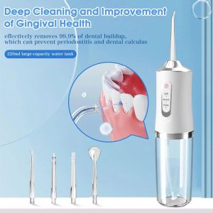 New Smart Electric Oral Irrigator w/4 Jet Tips & 3 Modes Cordless USB Rechargeable Portable for Deep Cleaning Plaque Removal