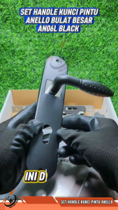 ANELLO Set Handle Kunci Pintu Model Bulat Besar 25cm Warna Hitam Anello AN06L Black Series Gagang Bulat Original ANELLO