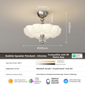 OUCHAO | French Cream Colored Wrinkle Crystal Eye-Protecting Ceiling Light