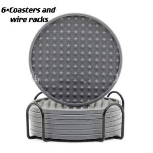 7pcs/set Round Silicone Table Mat Super Thick Placemat Open Cup Coaster Holder Coffee Hot Pad