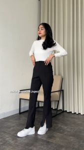FLARE PANTS HIGHWAIST Celana Kulot Cutbray Bahan Scuba Premium BB 40-75 Kg