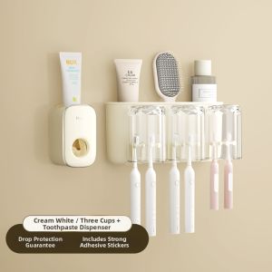 Hayan | Automatic Wall-Mounted No Drilling Toothbrush Holder with Toothpaste Dispenser