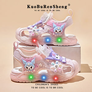 KUOBURENSHENG | Non-slip Anti-kick LED Lighting Girls Sandals Soft Sole